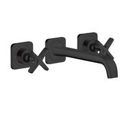 hansgrohe AXOR Citterio E Mezclador de lavabo empotrado de 3 agujeros con rosetas para montaje en pared, 36107670, Color: negro mate
