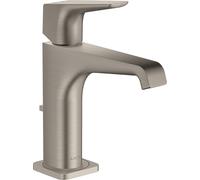 hansgrohe AXOR Citterio E Mezclador monomando de lavabo 125 con manivela y juego de desagüe, 36110800, Color: Óptica de acero inoxidable