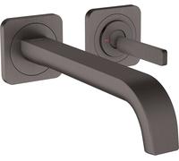 hansgrohe AXOR Citterio E Mezclador monomando de lavabo empotrado con rosetas para montaje en pared, 36106340, Color: Cromo negro cepillado