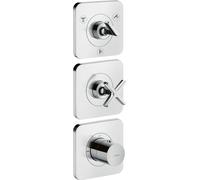 hansgrohe AXOR Citterio E módulo de termostato 38 x 12 empotrado para 3 consumidores con 3 rosetas individuales, 36704000, Color: cromado