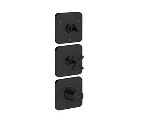 hansgrohe AXOR Citterio E módulo de termostato 38 x 12 empotrado para 3 consumidores con 3 rosetas individuales, 36704670, Color: negro mate