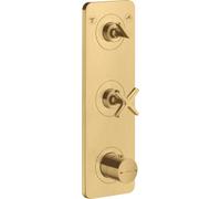 hansgrohe AXOR Citterio E Módulo de termostato empotrado 38 x 12 para 2 consumidores, 36703250, Color: Óptica de oro cepillado