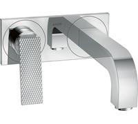 hansgrohe AXOR Citterio mezclador de lavabo, corte diamante, oculto, proyección 220mm, juego de desagüe sin cierre, con placa, 39171000, Color: cromado