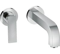 hansgrohe AXOR Citterio mezclador de lavabo, corte diamante, oculto, proyección 220mm, juego de desagüe sin cierre, 39181000, Color: cromado