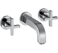 hansgrohe AXOR Citterio Mezclador de lavabo de 3 agujeros empotrado, caño 162mm, asas en cruz, rosetas para montaje en pared, 39313000, Color: cromado