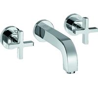 hansgrohe AXOR Citterio Mezclador de lavabo de 3 agujeros empotrado, caño 222mm, asas en cruz, rosetas para montaje en pared, 39143000, Color: cromado