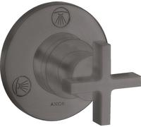 hansgrohe AXOR Citterio Trio / Quattro Válvula de cierre y de conmutación empotrada con tiradores en cruz, 39925340, Color: Cromo negro cepillado