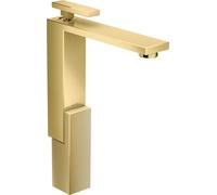 hansgrohe AXOR Edge mezclador monomando de lavabo 280 con residuos de empuje, corte de diamante, 46031990, Color: Óptica Oro Pulido
