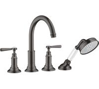 hansgrohe AXOR MONTREUX Accesorios de borde para bañera de 4 orificios, manijas de palanca, proyección de 196 mm, 16550340, Color: Cromo negro cepillado