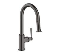 hansgrohe AXOR Montreux DN 15 Monomando de cocina 180 con ducha extraíble, 16581340, Color: Cromo negro cepillado