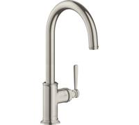 hansgrohe AXOR Montreux DN 15 Monomando de cocina 260 con caño giratorio, 16580800, Color: Acabado en acero inoxidable