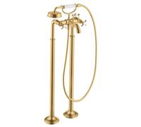 hansgrohe AXOR Montreux Mezclador de 2 manijas para bañera de pie, 16547250, Color: Óptica de oro cepillado