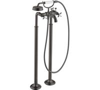 hansgrohe AXOR Montreux Mezclador de 2 manijas para bañera de pie, 16547340, Color: Cromo negro cepillado