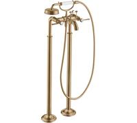 hansgrohe AXOR Montreux Mezclador de 2 manijas para bañera, manijas de palanca, de pie, 234mm de proyección, 16553140, Color: Bronce cepillado