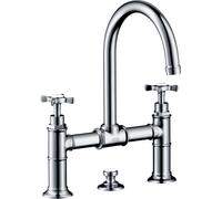 Axor Montreux - Grifo de lavabo con caño giratorio y desagüe Push-Open, instalación de 2 orificios, cromo 16510000