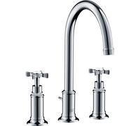 hansgrohe AXOR Montreux Mezclador de lavabo de 3 agujeros 180, juego de desagüe, 16513000, Color: cromado