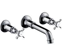 hansgrohe AXOR Montreux Mezclador de lavabo oculto de 3 agujeros, montado en la pared, 16532000, Color: cromado
