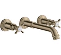 hansgrohe AXOR Montreux Mezclador de lavabo oculto de 3 agujeros, montado en la pared, 16532820, Color: Níquel Cepillado