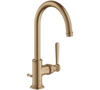 hansgrohe AXOR Montreux Mezclador monomando de lavabo 210, juego de desagüe, 16517140, Color: Bronce cepillado