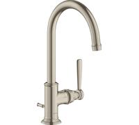 hansgrohe AXOR Montreux Mezclador monomando de lavabo 210, juego de desagüe, 16517820, Color: Níquel Cepillado