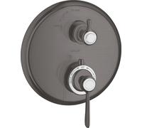 hansgrohe AXOR Montreux termostato empotrado con válvula de cierre, manija de palanca, 1 consumidor, 16801340, Color: Cromo negro cepillado
