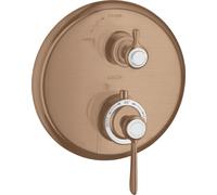hansgrohe AXOR Montreux termostato empotrado con válvula de cierre, manija de palanca, 1 consumidor, 16801310, Color: Oro rojo cepillado
