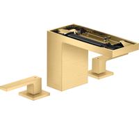 hansgrohe AXOR MyEdition Mezclador de lavabo de 3 agujeros 110, con juego de desagüe, sin placa, proyección 150mm, 47072250, Color: Óptica de oro cepillado
