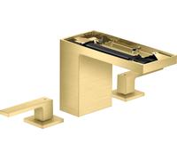 hansgrohe AXOR MyEdition Mezclador de lavabo de 3 agujeros 110, con juego de desagüe, sin placa, proyección 150mm, 47072950, Color: Latón cepillado