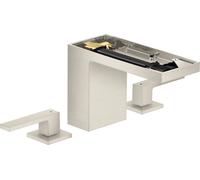 hansgrohe AXOR MyEdition Mezclador de lavabo de 3 agujeros 110, con juego de desagüe, sin placa, proyección 150mm, 47072800, Color: aspecto de acero inoxidable