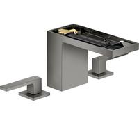 hansgrohe AXOR MyEdition Mezclador de lavabo de 3 agujeros 110, con juego de desagüe, sin placa, proyección 150mm, 47072330, Color: Cromo negro pulido