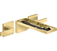 hansgrohe AXOR MyEdition Mezclador de lavabo de 3 agujeros, empotrado, con juego de desagüe, sin placa, proyección 221mm, 47082950, Color: Latón cepillado
