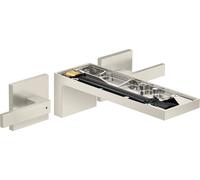 hansgrohe AXOR MyEdition Mezclador de lavabo de 3 agujeros, empotrado, con juego de desagüe, sin placa, proyección 221mm, 47082800, Color: aspecto de acero inoxidable