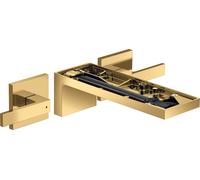 hansgrohe AXOR MyEdition Mezclador de lavabo de 3 agujeros, empotrado, con juego de desagüe, sin placa, proyección 221mm, 47082990, Color: Óptica Oro Pulido