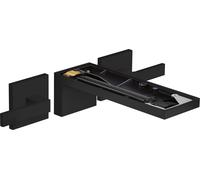 hansgrohe AXOR MyEdition Mezclador de lavabo de 3 agujeros, empotrado, con juego de desagüe, sin placa, proyección 221mm, 47082670, Color: negro mate