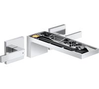 hansgrohe AXOR MyEdition Mezclador de lavabo de 3 agujeros, empotrado, con juego de desagüe, sin placa, proyección 221mm, 47082000, Color: cromado