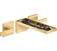 hansgrohe AXOR MyEdition Mezclador de lavabo de 3 agujeros, empotrado, con juego de desagüe, sin placa, proyección 221mm, 47082250, Color: Óptica de oro cepillado