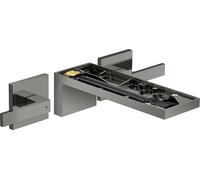 hansgrohe AXOR MyEdition Mezclador de lavabo de 3 agujeros, empotrado, con juego de desagüe, sin placa, proyección 221mm, 47082330, Color: Cromo negro pulido