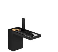 hansgrohe AXOR MyEdition Mezclador monomando de lavabo 110, con juego de desagüe, sin placa, proyección 150mm, 47032670, Color: negro mate