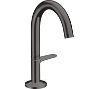 hansgrohe AXOR One grifería de lavabo Select+ 140 con juego de desagüe push-open, 122 mm de proyección, 48010340, Color: Cromo negro cepillado