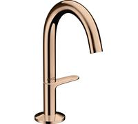 hansgrohe AXOR One grifería de lavabo Select+ 140 con juego de desagüe push-open, 122 mm de proyección, 48010300, Color: Oro rojo pulido