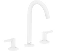 hansgrohe AXOR One Mezclador de lavabo de 3 agujeros 170 con juego de desagüe push-open, proyección 140mm, 48050700, Color: Blanco Mate