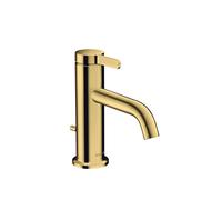 hansgrohe AXOR One mezclador monomando de lavabo 70 con maneta y juego de desagüe, 130 mm de proyección, 48000990, Color: Óptica Oro Pulido