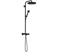 hansgrohe AXOR One Showerpipe con termostato y ducha de techo 280 1jet EcoSmart, 48795670, Color: negro mate