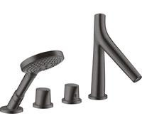 hansgrohe AXOR Starck Bordes de bañera de 4 orificios con termostato, 2 consumidores, 12425340, Color: Cromo negro cepillado