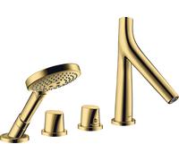 hansgrohe AXOR Starck Bordes de bañera de 4 orificios con termostato, 2 consumidores, 12425990, Color: Óptica Oro Pulido