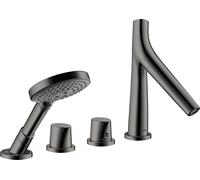 hansgrohe AXOR Starck Llanta de 4 agujeros con termostato, 2 consumidores, 12426330, Color: Cromo negro pulido