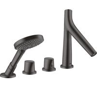 hansgrohe AXOR Starck Llanta de 4 agujeros con termostato, 2 consumidores, 12426340, Color: Cromo negro cepillado
