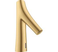 hansgrohe AXOR Starck Mezclador orgánico de lavabo, electrónico, alimentación de red, temperatura preajustable, proyección de 117 mm, 12174250, Color: Óptica de oro cepillado