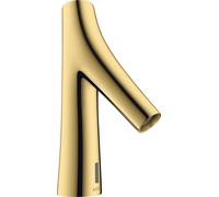 hansgrohe AXOR Starck Mezclador orgánico de lavabo, electrónico, alimentación de red, temperatura preajustable, proyección de 117 mm, 12174990, Color: Óptica Oro Pulido