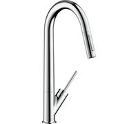 hansgrohe AXOR Starck Monomando de cocina 270 con ducha extraíble, 10821000, Color: cromado